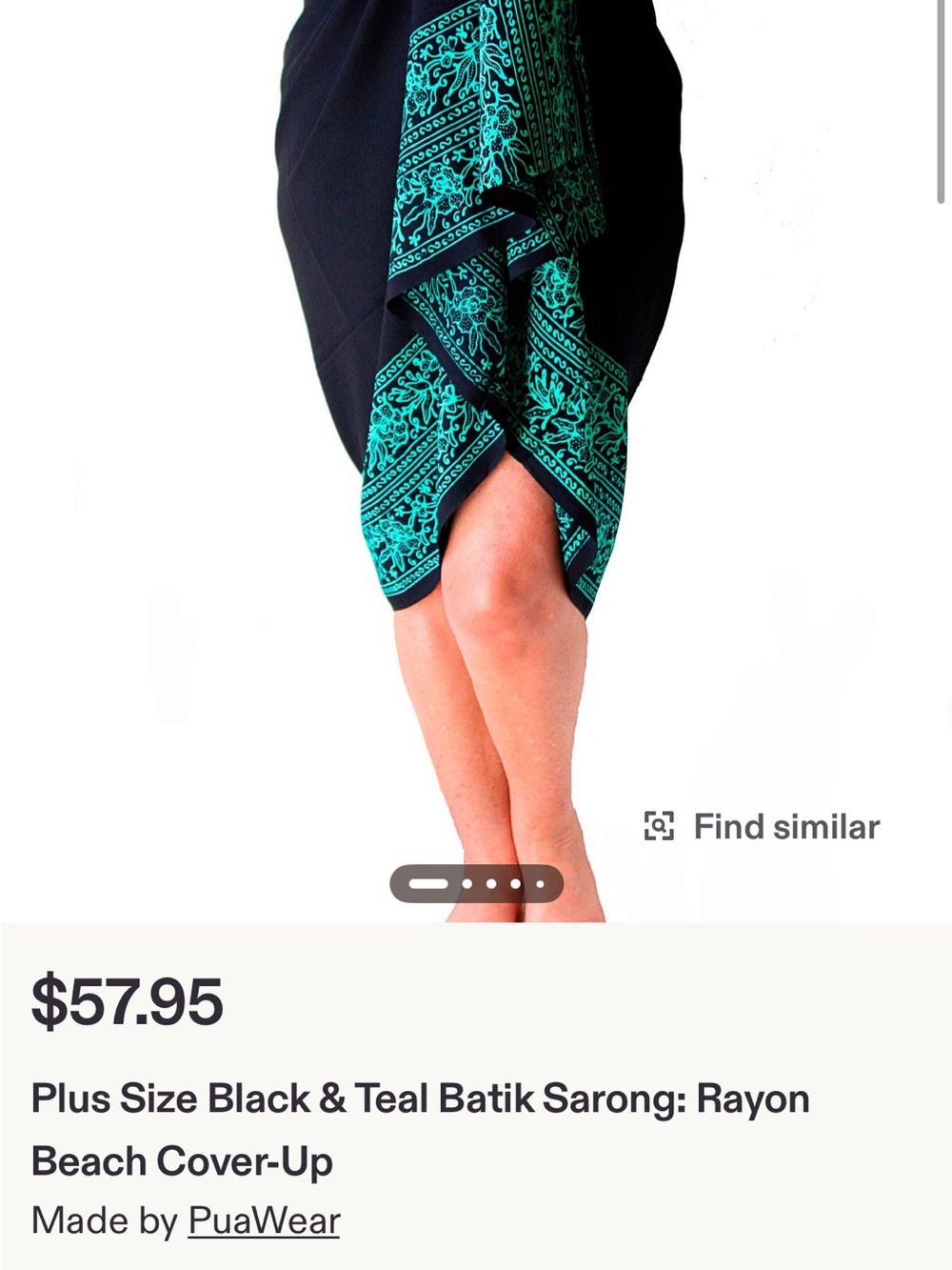 Black sarong with Teal Floral Print